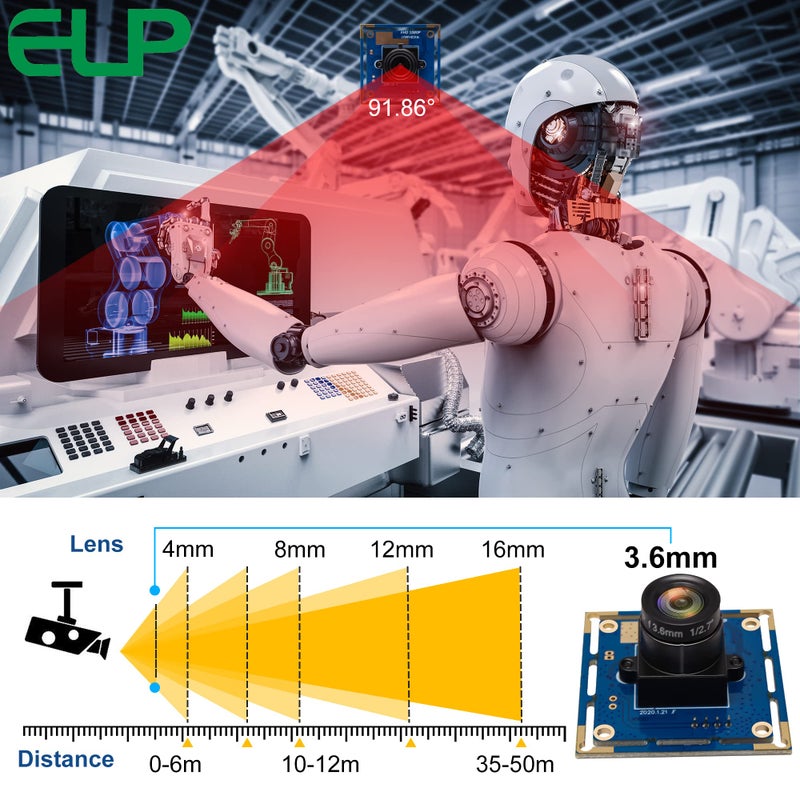 ELP وحدة كاميرا أمان USB ELP 1080P عالية السرعة بدقة 2 ميجابكسل HD بدون برنامج تشغيل USB مع كاميرا بزاوية واسعة كاميرا PC لوحة تطوير Raspberry Pi Mini UVC USB2.0 لوحة كاميرا ويب صناعية للكمبيوتر - Image 4